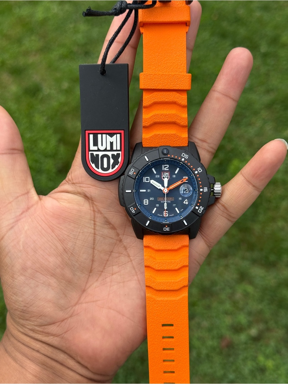 Luminox Navy Blue Dial Orange Strap Tactical mens Watch - Picture 9 of 13